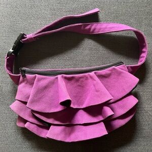 Purple Ruffled Shoulder Bag